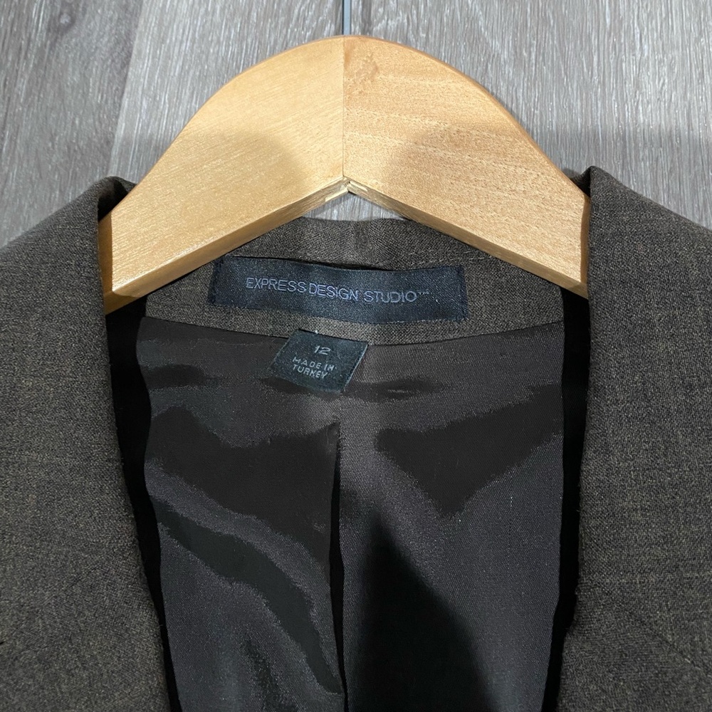 Express Two Button Brown Suit Jacket - Size 12 - image 3